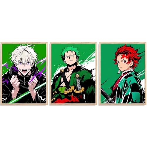 Image of walllane Anime Posters with Frame | Aesthetic Anime Characters Posters with Frames | Japanese Art Framed Poster for Bedroom Living Room Gaming Room Wall Decor Set Of 3 (19 X 25 inch)