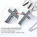 N+NITROLUBE Tungsten Cross Pendant Magnetic Necklace for Men Stainless Steel Chain Mens Cross Necklace with Carbon Fiber Inlay (Silver+Blue)