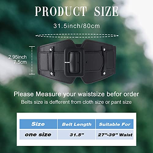 Geyoga 2 Pieces Women Wide Stretchy Cinch Waist Belts Corset Retro Chunky Buckle Belts Stretchy Waistband Dresses2