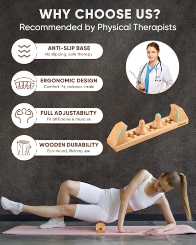 ONUEMP Psoas Release Tool, Wood Fully Adjustable Hip Hook Psoas Muscle Release Tool, for QL, Hip Flexor, Back, Hamstring, Glute, Iliacus and Neck Pain Relief - Deep Tissue Myofascial Release