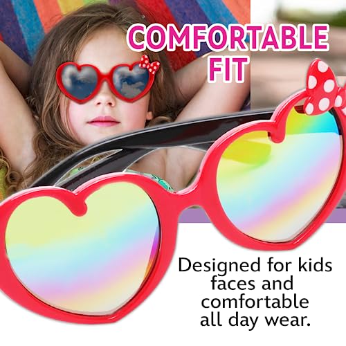 Image of ARKAID Red Heart Frame Minnie Mouse Sunglasses for Toddler Girls - Stylish, Comfortable & Durable UV-Protective Disney Sunglasses With Soft Carrying Case - Official Disney Gifts for Kids