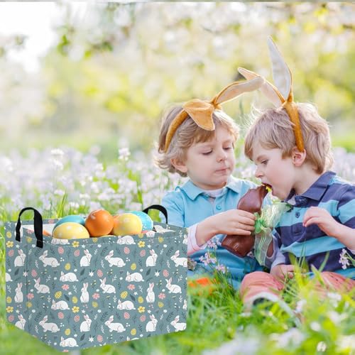 Image of Rectangular Easter basket,Easter basket empty,Kids Storage Baskets for kids Bedroom,Gift bin,Kids Storage Bin,Easters gift baskets,Kids home Decor(Cute rabbit Easter egg)