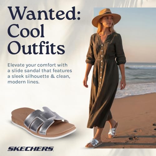 Image of Skechers Womens Desert Kiss Low - Peak Look | Casual sandal, Skechers Plush Foam cushioned comfort footbed, Vegan leather strap upper, flexible outsole