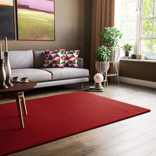 Steffensmeier Gabbeh Teppich Jaipur | 100% Schurwolle | Wohnzimmer | Schlafzimmer | Handtuft | Rot | 140x200 cm