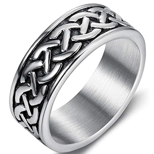 Jude Jewelers 8mm Stainless Steel Vintage Style Celtic Knot Wave Wedding Band Ring (Silver, 11.5)