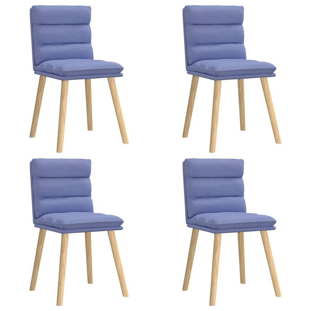 Juego de 4 sillas de comedor, tela azul vaquera, fundas duraderas y transpirables, marco de metal resistente y madera, cómodo acolchado de espuma para comedor y sala de estar