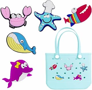 Heyshapeing 5PC Marine Animal Charm for Bogg Bag-Charm Accessories for Beach Totes,Insert Bag Accessories Decorative Charm Accessories for Customizing Your Beach Bag