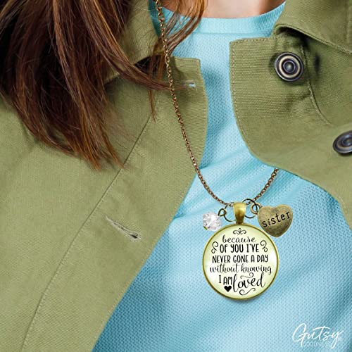 Gutsy Goodness PRNE24005631 Sister Necklace Because Of Your Love Boho Style Bronze Jewelry For Women Chain 24 Inch - Handmade Glass Inspirational Family Quote Pendant, Heart Charm, Gift Package Sisterhood Friends Message Card & Box thumb #6
