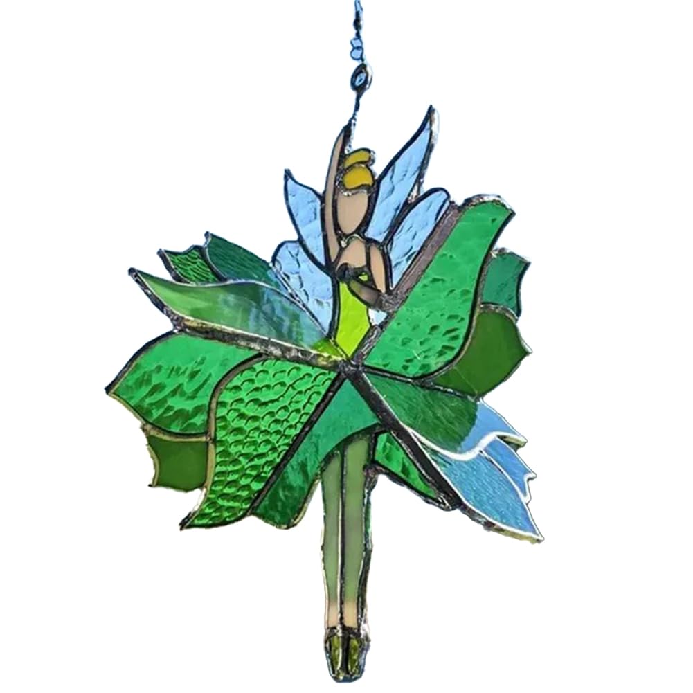 Erpmlyo Dancing Lady Stained Glass Spinner Outdoor Hanging Decor Garden Decorations Decorative Wind Spinner Ouddoor Butterfly C