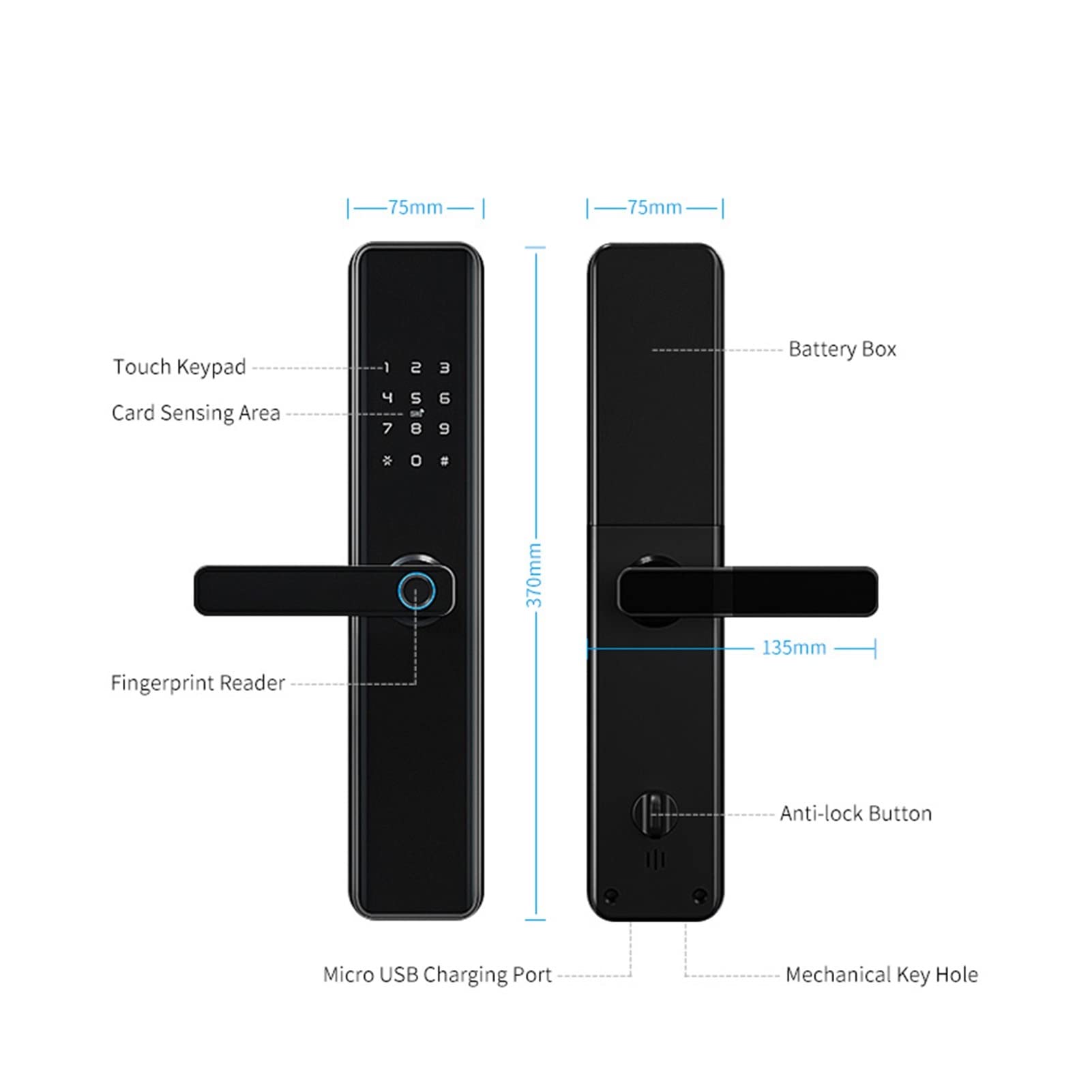 inteligentny Zamek, Wodoodporna bluetooth WiFi Fingerprint Smart Lock Electronic Inteligentny kod biometryczny Cyfrowy zamek drzwiowy