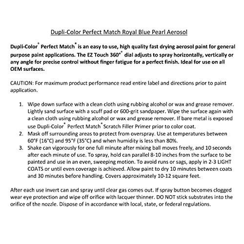 Image of Dupli-Color EBHA09917 Perfect Match Automotive Spray Paint - Honda Royal Blue Pearl, B536P - 8 oz. Aerosol Can