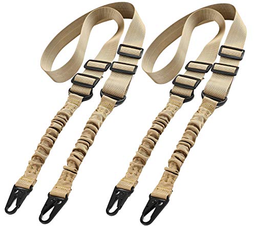 CVLIFE Two Points Rifle Sling with Length Adjuster Traditional Sling with Metal Hook for Outdoors Sand 2 Pack