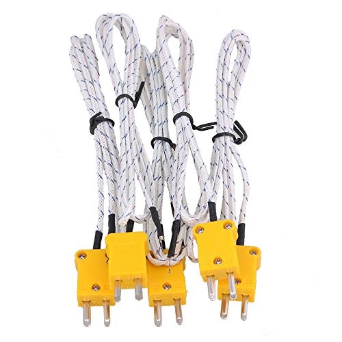 cnbtr Metall 1 Meter K-Type Messen Thermoelement-Sonde Sensoren mit K Typ Mini Stecker Set von 5, weiß