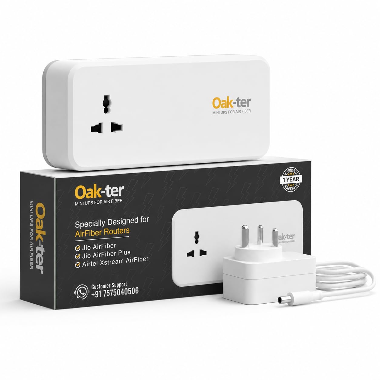 Oak-TER Mini UPS for Jio AirFiber and Airtel Xstream AirFiber Routers | 1 Year Warranty, Universal Socket, Compact Design, Power Backup, Includes Adapter-image-12