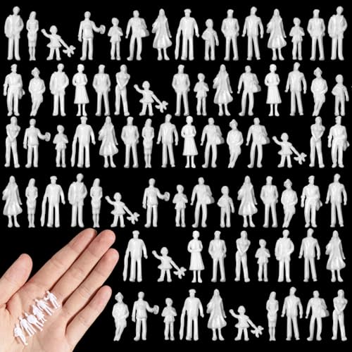 Image of Namalu 100 Pcs, 1: 100 Scale Scale White Unpainted Mini People Figures Miniature People for Model Trains Architectural Standing and Sitting Mini Diorama Figures for Architectural Project