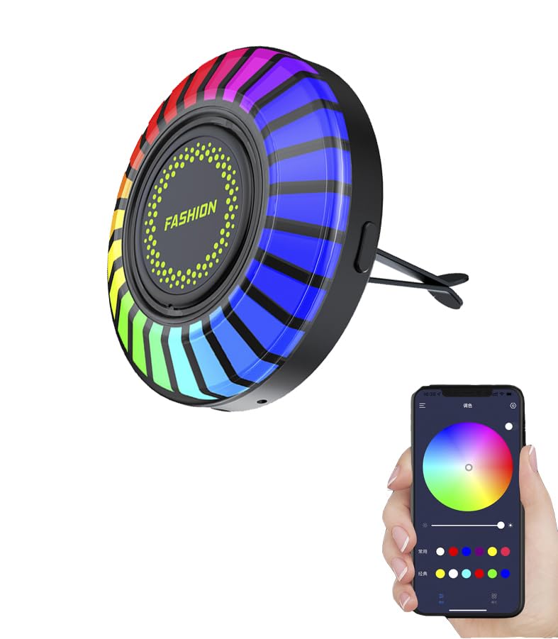 Ambientador de Coche con luz RGB, difusor de Aroma con luz RGB Que se Mueve con el Ritmo de la...