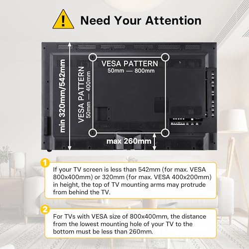 BONTEC Universal TV Standfüße für LCD LED 22-65 Zoll Fernseher Tisch Beine Füße Höhenverstellbar bis zu 50KG, Max.VESA 800x400mm – Bild 7