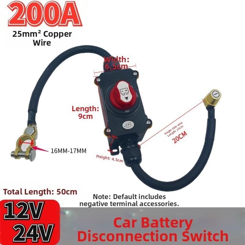 Interruttore di disconnessione batteria CC 12 V-32 V, 100 A-300 A, isolatore di potenza spento, per auto, camper, barca, camion, con interruttore di uccisione rotante impermeabile IP67 (200 A