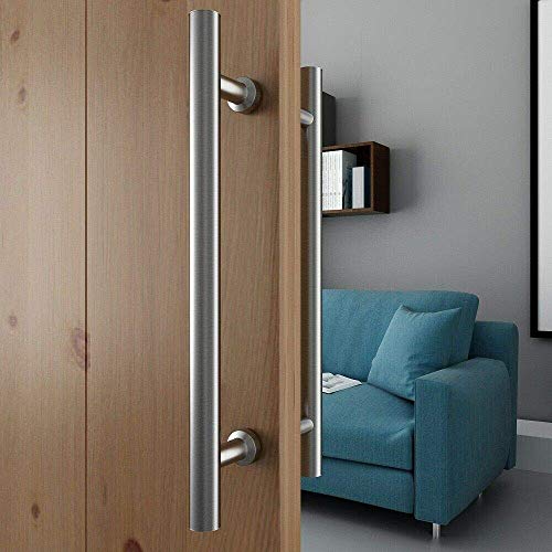 JUBEST 15 13/16 inches Stainless Steel Sliding Barn Door Pipe Handle Pull Set Double Side Bar Handle