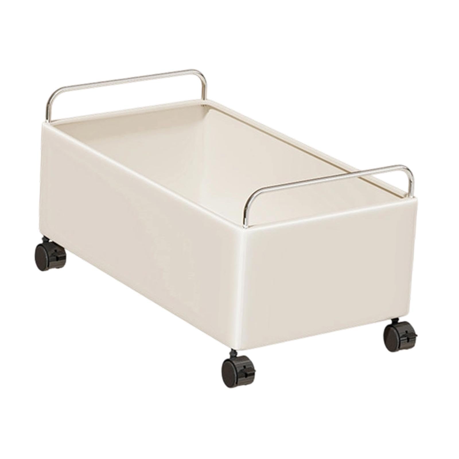 Rolling Cart Lightweight Under Desk Storage Cart for Kids Room Home Bathroom White S-image-1