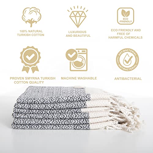 Smyrna Original Turkish Cloth Napkins Set Of 6 | 100% Cotton, 18 X 18 Inches | Decorative Boho Table Napkins For Dining Table | Versatile Farmhouse Cloth Napkin For Dinner, Wedding And Parties (Gray) #TOP2