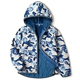 EIGIOO Kids Boys Girls Polar Fleece Jacket with Hood Toddler Outerwear Warm Autumn Winter Youth Coat 3-12Years