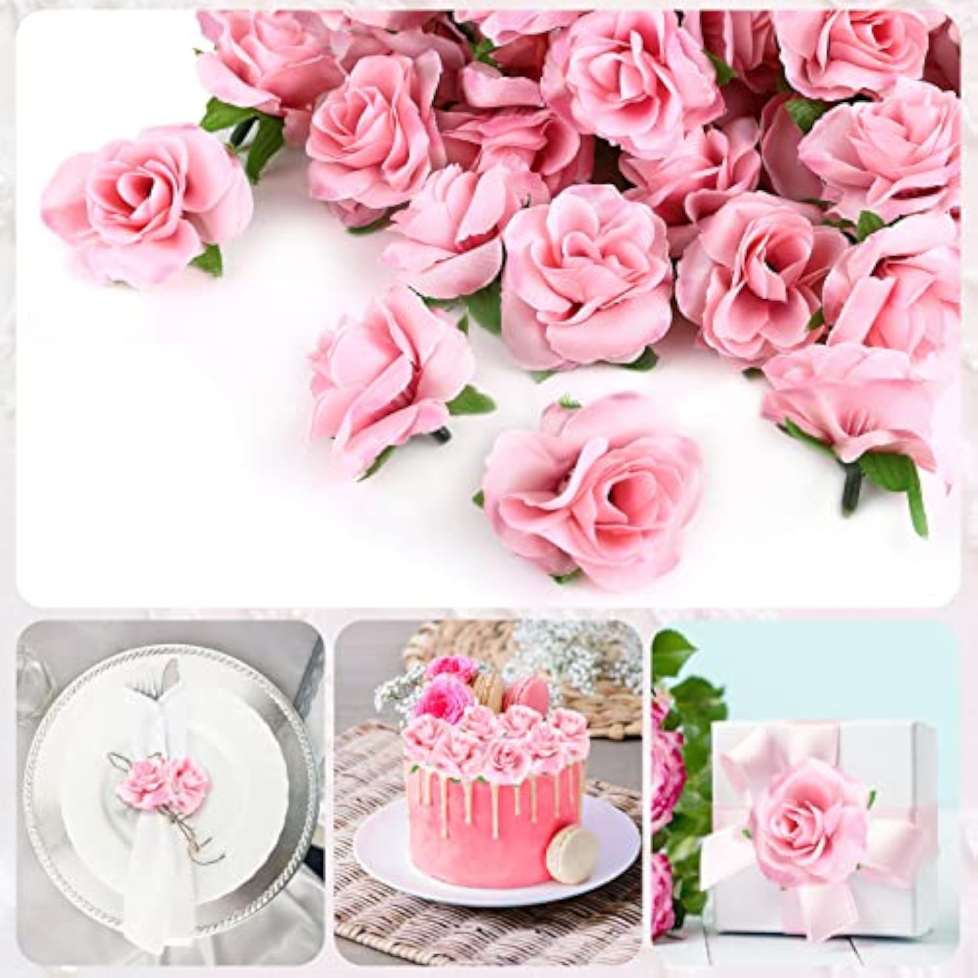 50pcs Mini Rose Artificial Flower Heads for DIY Decorations
