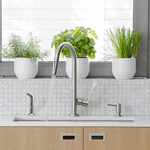 Brushed Nickel Kitchen Sink Sprayer Replacement with Hose and Holder - Side Sprayer for Faucet