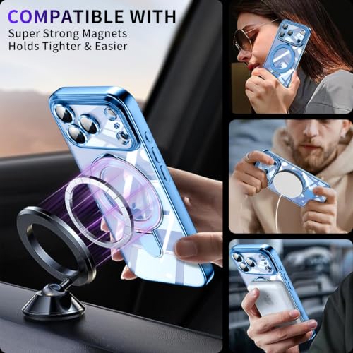 Image of Magnetic for iPhone 5 Pro Case with Invisible Stand[Compatible with MagSafe][Full Camera Lens Protector][Military Drop Protection] Shockproof Not Yellowing Clear Slim Soft for Women Men
