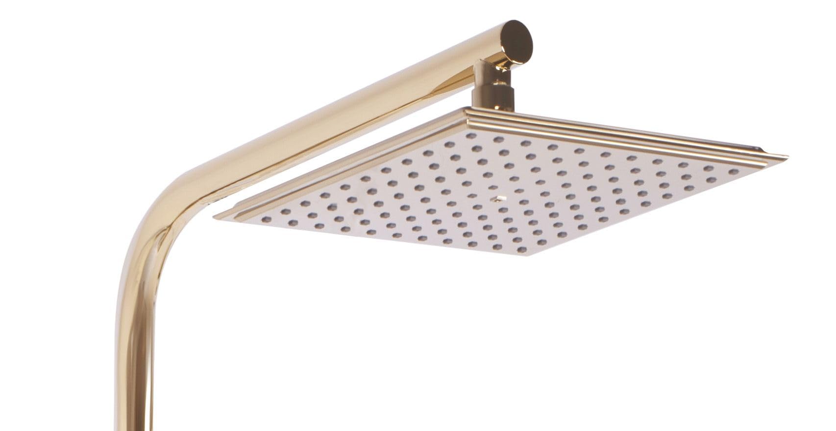 Rea Douchesysteem Bravo Gold doucheset, douchearmatuur met douchekop en douchekop van messing, douche-set voor badkamer (goud