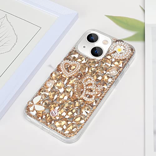 Coque luxe iPhone 15 Plus couronne en strass et finitions dorées - 4