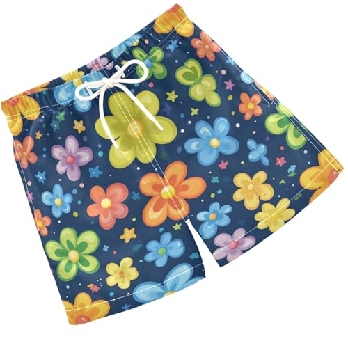 Pigsaly Boys' Swim Board Shorts Rainbow Flowers Star Boy's Swim Trunks Kids Swimwear 3T