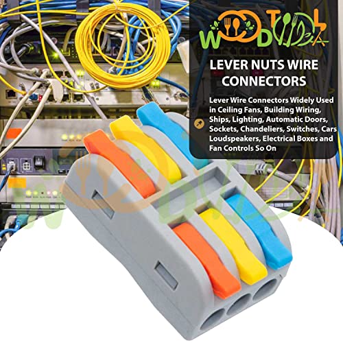 Image of Compact Splicing Wire Connectors - 3 to 3 Inline Electrical Connectors Blocks - Quick Wiring Cable Connectors (4pcs, 3 to 3 Inline, Multi)