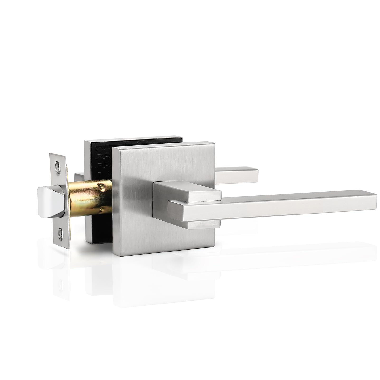 Orger 10 Pack Interior Passage Door Lock Brushed Nickel Hallway/Closet Door Lever, Keyless Door Lever Handle with Square Rosette, Modern Non-Locking Interior Door Lever