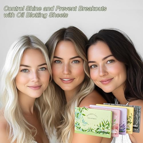 5 packs oil blotting sheets for face - maqihan 5 scents750 counts oil absorbing sheets blotting paper for oily control skin paper face oil sheets premium bamboo charcoal blotter paper for women