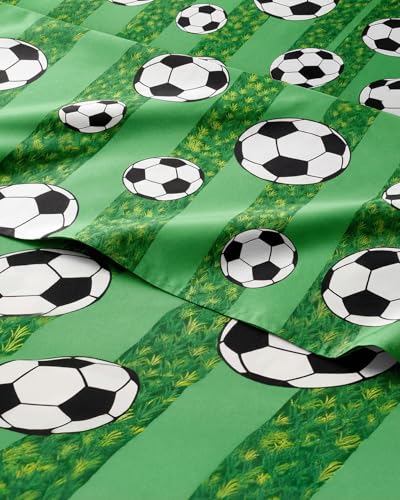 Image of Kids Twin Size Soccer Bed Sheets - 3 Piece Kids Soccer Sheet Set | Soccer Themed Bedding, Ultra-Soft, Cute & Cozy, Breathable & Machine Washable, Kids Bed Set for Boys, Girls, Teens & Toddlers