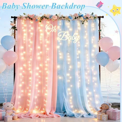 Ledido 2 Pack Cortina Tulle 10x10ft con Luces miniatura 5