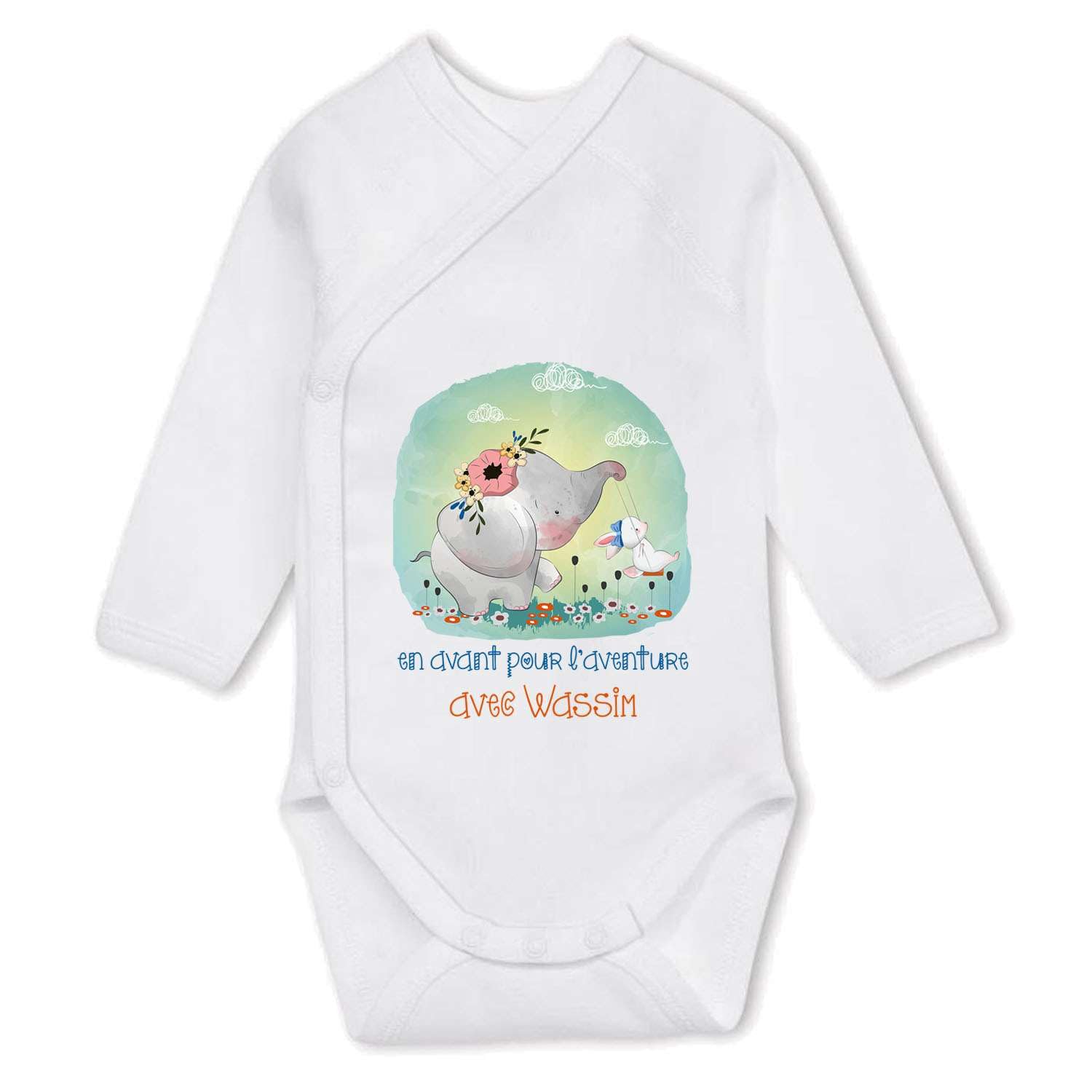 Body Manches Longues Bébé Personnalisé - Licorne Avion - 100% Coton OEKO-TEX - Cadeau Naissance