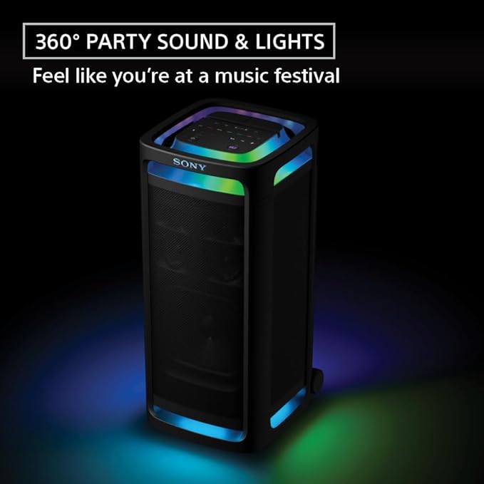 Sony ULT Tower 9 Bluetooth Karaoke Party Speaker with Powerful Bass, 360° Sound and Party Lights, 25 Hour Battery, and Convenient Carrying Handle and Wheels. (SRSULT900)