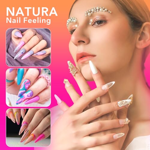 Stiletto Fake Nail Tips - 504Pcs Pre-Shaped Stiletto Gelly Tips for Full Cover Acrylic Nail Extensions, French Style, 12 Sizes - Perfect for DIY Salon or Professional Use