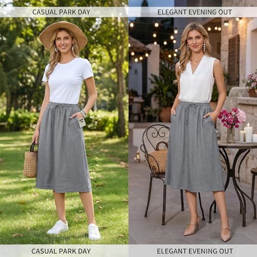 Image of Witsmile Women's Summer Pleated High Waisted Casual Flowy Skirt Pockets