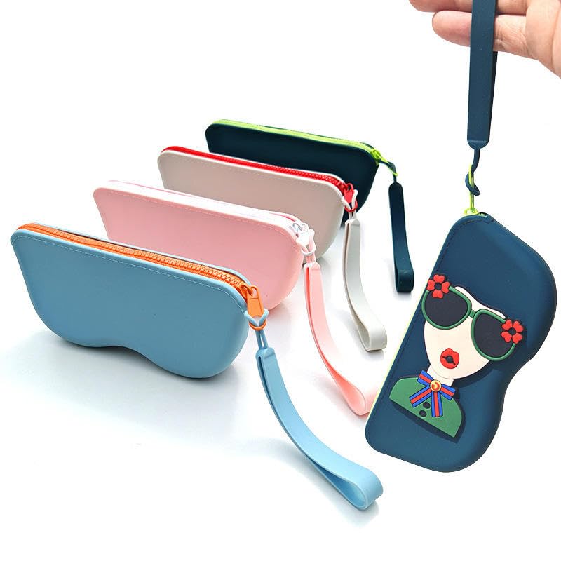 Stylish Cartoon Sunglasses Case for Women & Girls – Hard Shell PU Leather Eyeglass Holder with Zipper, Cute Fashion Design Protective Case for Glasses & Sunglasses (Multi Color)-image-44