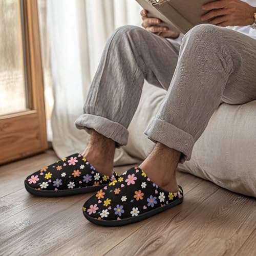 Jeiento Women's Indoor Bedroom Slipper Daisy Floral Soft Non Slip Closed Toe House Slippers3