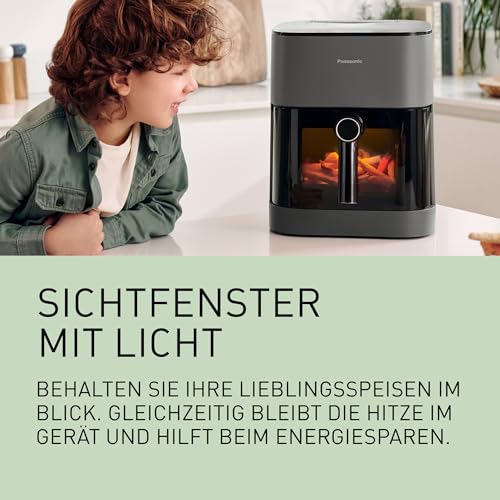Panasonic NF-CC500SXE Air Fryer mit Sichtfenster, 5 l, 80–200 °C, ETM Award 2024, digitaler Timer & LCD-Display, sanfte Dampfzugabe… – Ansicht 5