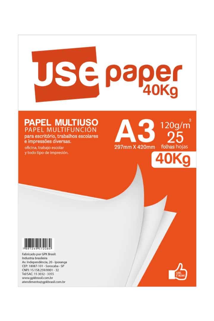 Papier uniwersalny A3 120 g, papier użytkowy, 7208R, 40 kg, biały, 25 arkuszy