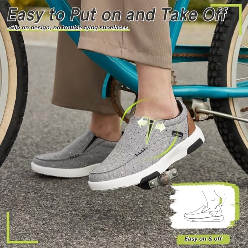 Image of Women's Orthopedic Slip-On Loafers Walking Shoes: Diabetic Elastic /Bungee Lace Supportive Loafer Shoes, Canvas Cushion Leisure Vintage Flat Driving Shoes for Flat Feet Dark Grey Size 8.5