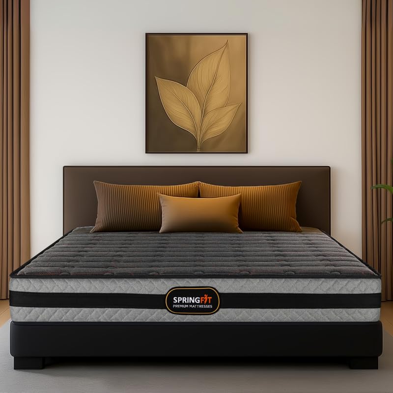 Image of Springfit Zbox Micro Grid Hybrid Mattress | Airvent & Aero Sleep Memory Foam for Upto 4 Cooler Sleep | Orthopedic Pain Relief Medium Firm | 6 Inch King Mattress (84x72x6) | 5 Years Warranty