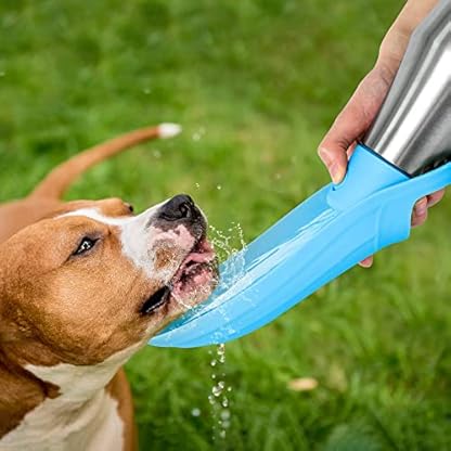 Heeyoo Portable Dog Water Bottle - Stainless Steel Dog Travel Water Bottle with Drinking Feeder, Leak Proof Dog Water Bottle Dispenser for Pets Outdoor Walking, Hiking, Travel, 27Oz - Image 7