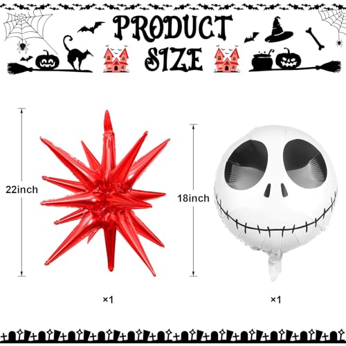 Image of Halloween Balloon Arch Kit Bloody Balloons Garland Black and Red Balloon with Skull Face Explosion Star Foil Balloon for Nightmare Horror Theme Birthday Spooky Vampire Skeleton Cat Party Decorations