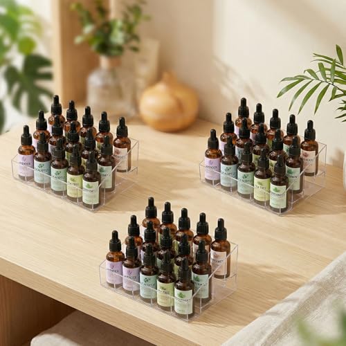 Image of 3Pack Essential Oil Holder,24Slots Plastics Essential Oil Storage,for Bottles Perfumes and Nail Polish Shelf,Essential Oil Organizer,Makeup Storage Rack